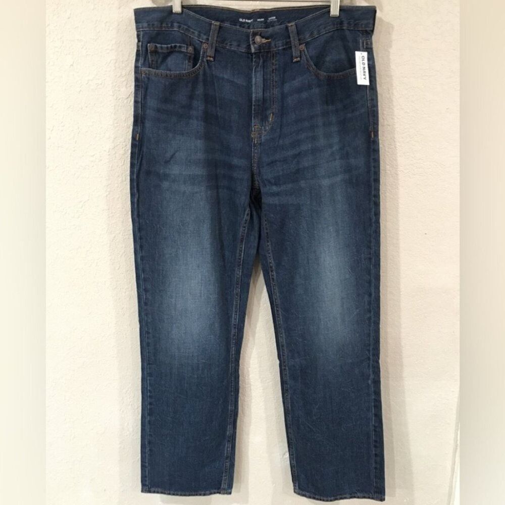 NEW Old Navy Mens Sz 36x32 Medium Wash Loose Fit Jeans 100% Cotton Relaxed